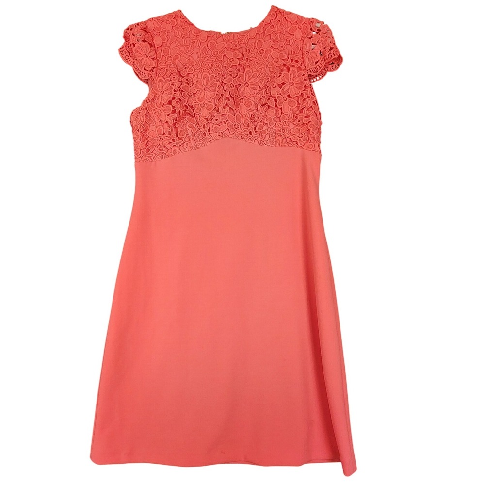 Nanette Lepore‎ Dress Coral Lace Cap Sleeve Career Party Cocktail Occasion